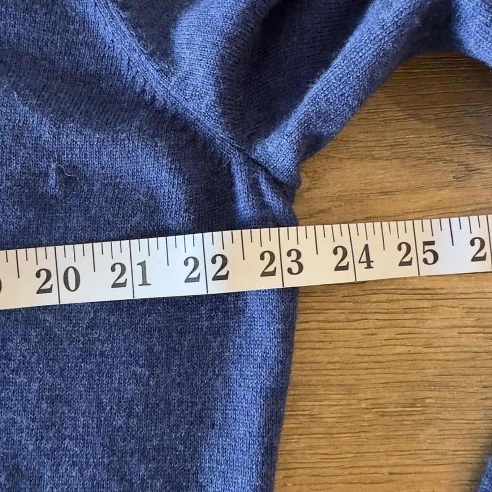 Nordstrom 100% Washable Merino‎ Wool 1/4 Zip Sweater-Blue-Contrast Neck-Size XL